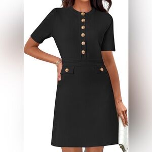 Elegant Black Dress with Gold Accents